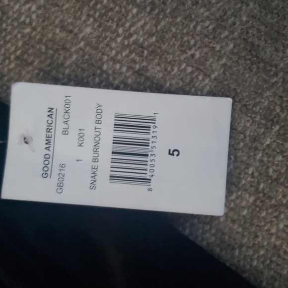 Good American Black Velvet Long Sleeve Bodysuit Stretchy Luxe Top - Picture 4 of 5